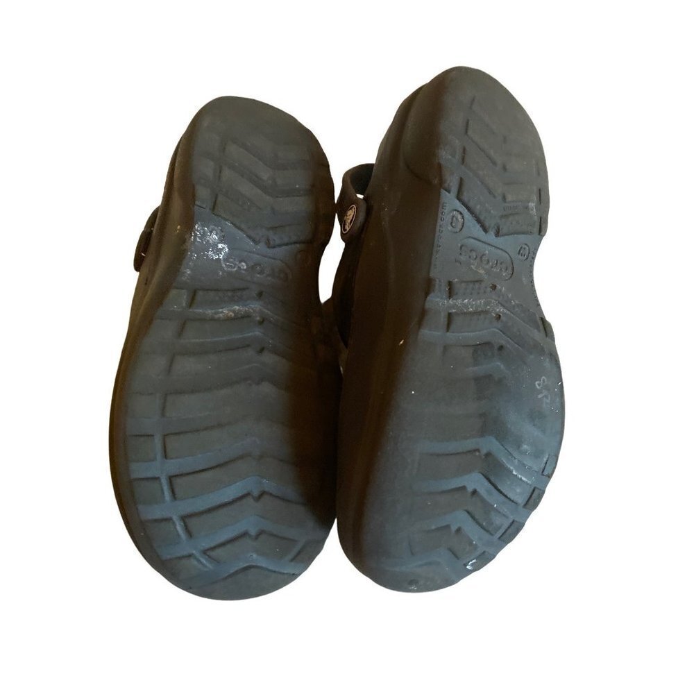 Crocs Black Plastic Clog Woman Size 8 Faux Suede Top - Picture 5 of 6